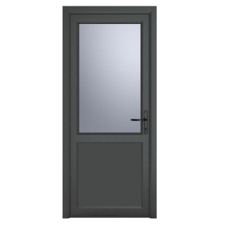 Crystal Single Door Half Glass Half Panel Left Hand Grey 7016 External White Internal Obscure 840 x 2090 x 70mm