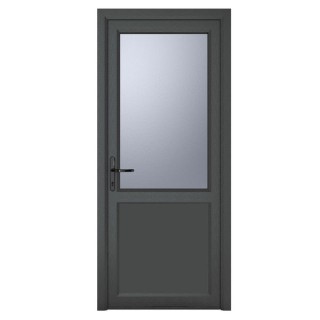 Crystal Single Door Half Glass Half Panel Right Hand Grey 7016 External White Internal Obscure 840 x 2090 x 70mm