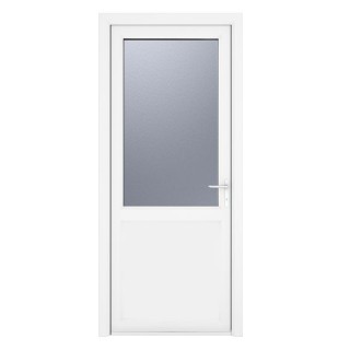 Crystal Single Door Half Glass Half Panel Left Hand White Obscure 920 x 2090 x 70mm