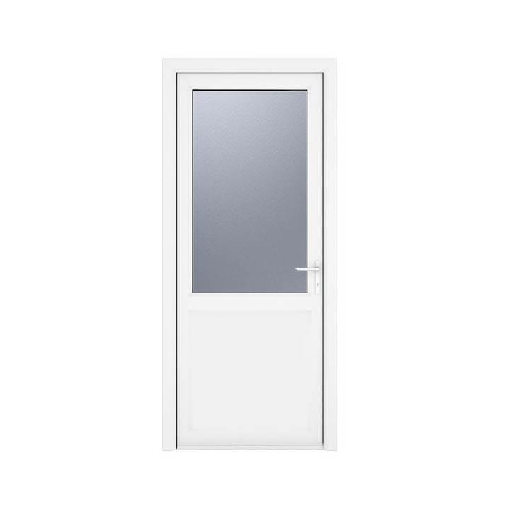 Crystal Single Door Half Glass Half Panel Left Hand White Obscure 920 x 2090 x 70mm