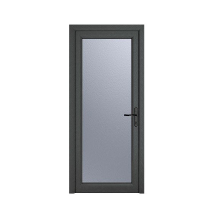 Crystal Single Door Full Glass Left Hand Grey 7016 External White Internal Obscure 890 x 2090 x 70mm