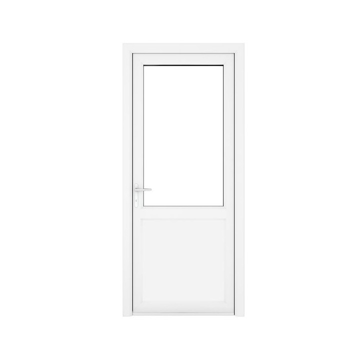 Crystal Single Door Half Glass Half Panel Right Hand White Clear 920 x 2090 x 70mm