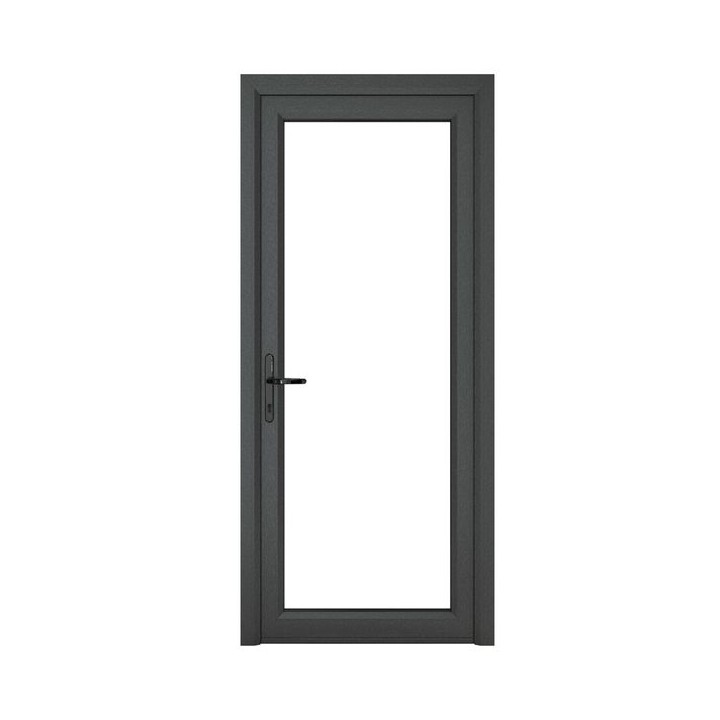 Crystal Single Door Full Glass Right Hand Grey 7016 External White Internal Clear 840 x 2090 x 70mm