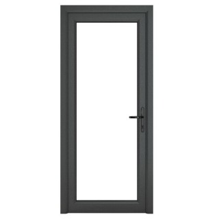 Crystal Single Door Full Glass Left Hand Grey 7016 External White Internal Clear 840 x 2090 x 70mm