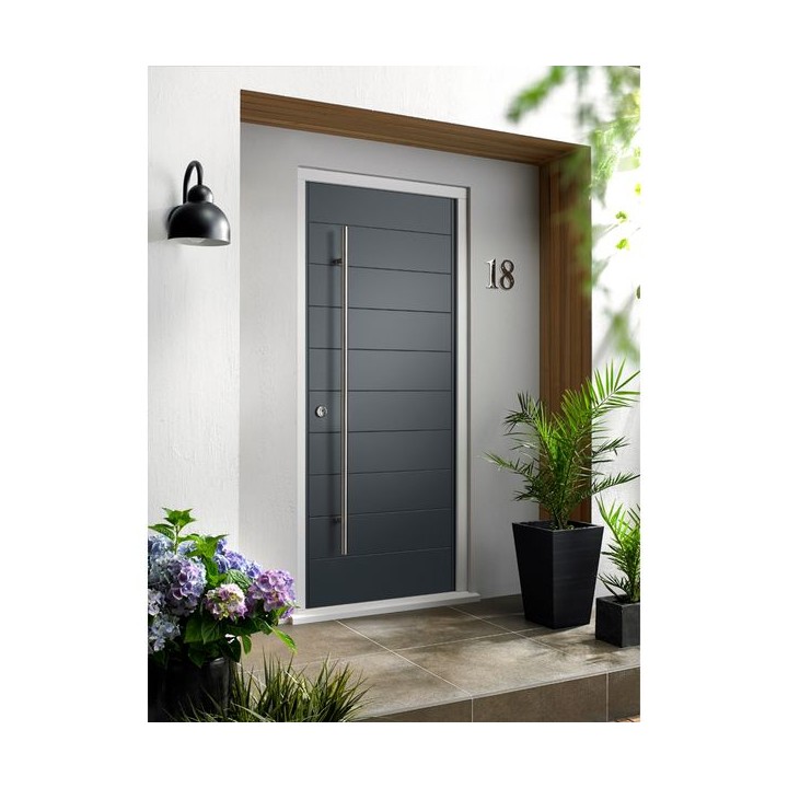 Oslo External Grey Hardwood Veneer Door 2032 x 813 x 44mm and Frame