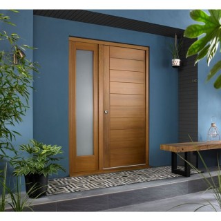 Oslo External Oak Veneer Door 1981 x 838 x 44mm and Frame with Side Light 457mm Reversible