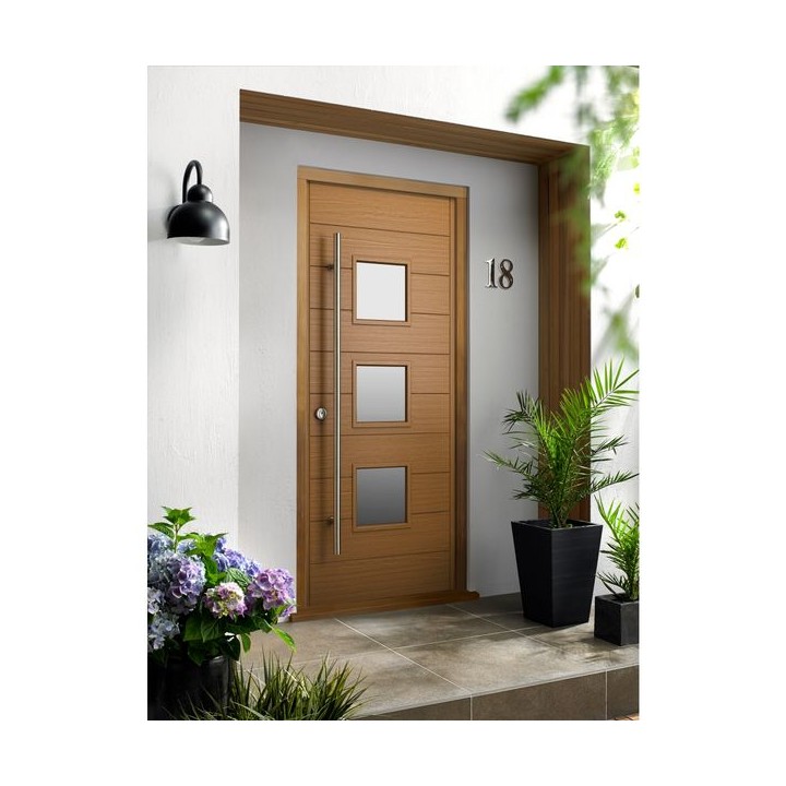 Malmo External Oak Veneer Door 1981 x 838 x 44mm and Frame