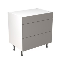 Flatpack Three Drawer Base Unit Super Gloss Dust Grey Slab 800mm - FKKF0307