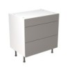 Flatpack Three Drawer Base Unit Super Gloss Dust Grey Slab 800mm - FKKF0307