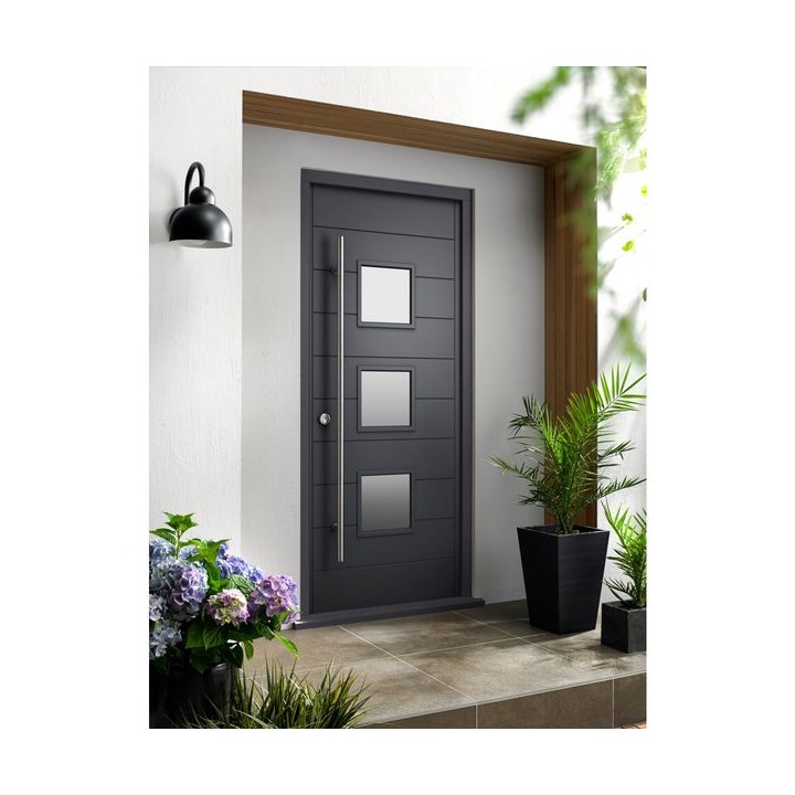 Malmo External Front Grey Hardwood Veneer Door 1981 x 762 x 44mm