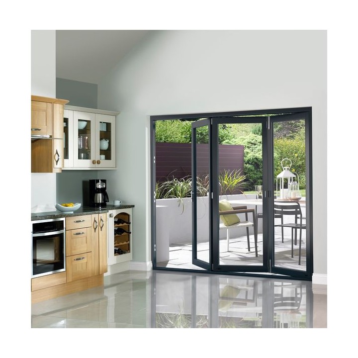 External Pre Finished Grey Slimline Bifold Door Set 2700 x 54mm