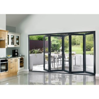 External Pre Finished Grey Slimline Bifold Door Set 3600 x 54mm