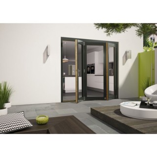 External Pre Finished Aluminium Clad Grey Oak Bifold Door Set 2400 x 72mm