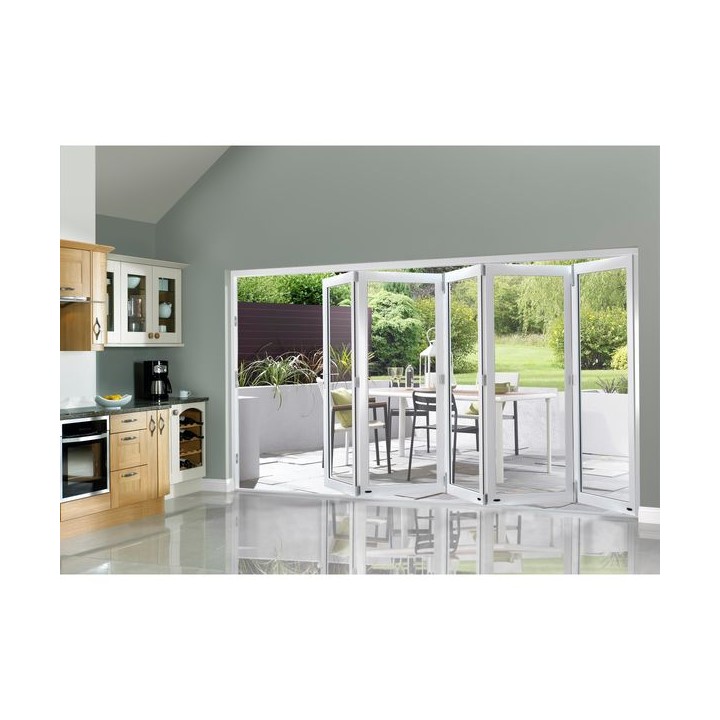 External Pre Finished White Slimline Bifold Door Set 3600 x 54mm