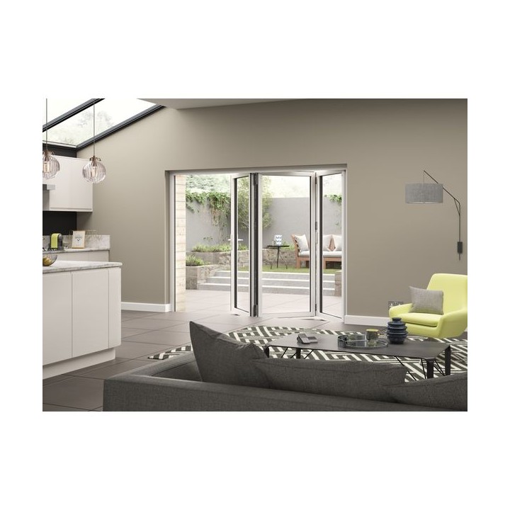 External Aluminium Bifold White Left Opening 2090 x 2090mm High