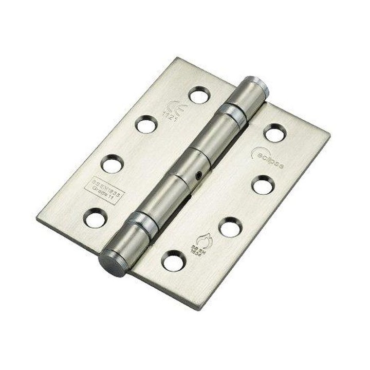 Eclipse 14935 Mild Steel Ball Bearing Hinge Grade 11 Satin Chrome 102 x 76 x 2.7mm 2 Pack