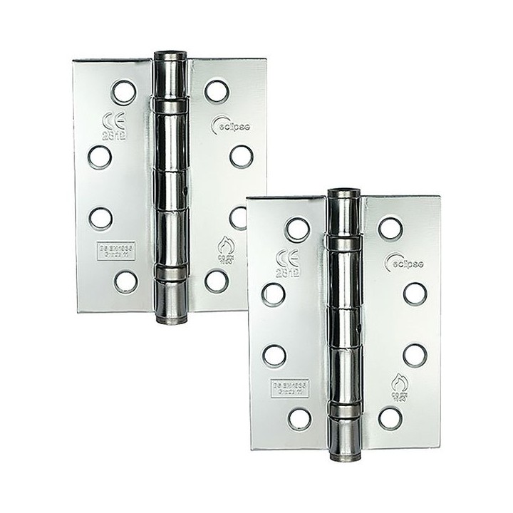 Eclipse 14934 Mild Steel Ball Bearing Hinge Grade 11 Polished Chrome 102 x 76 x 2.7mm 2 Pack