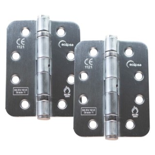 Eclipse 14104 Ball Bearing Radius Corner Hinge Grade 11 Satin Chrome 102 x 76 x 2.7mm 2 Pack
