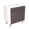 Flatpack Three Drawer Base Unit Super Gloss Graphite Slab 800mm - FKKF0407