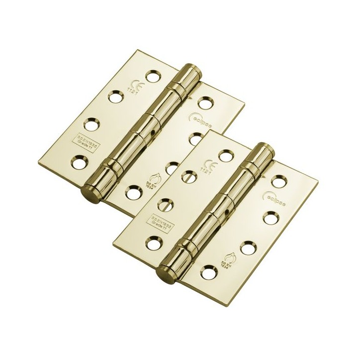 Eclipse 14933 Mild Steel Ball Bearing Hinge Grade 11 Electro Brass 102 x 76 x 2.7mm 2 Pack