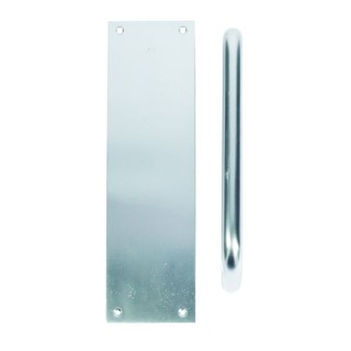 Pull Handle 229mm with Finger Plate Satin Anodised Aluminium FD142