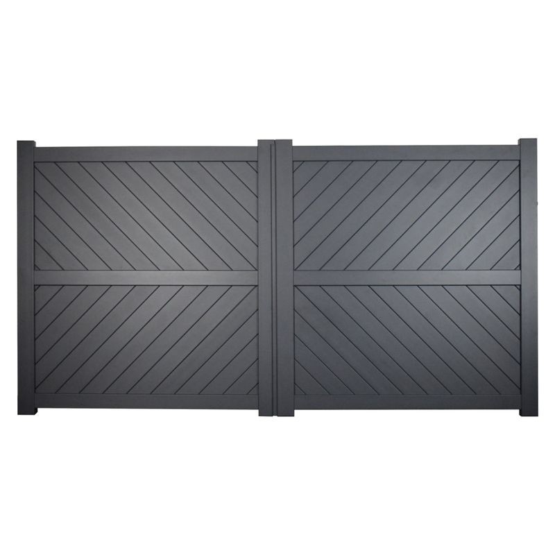 Cambridge Double Swing Flat Top Driveway Gate with Diagonal Solid Infill 3250 x 1600mm Grey