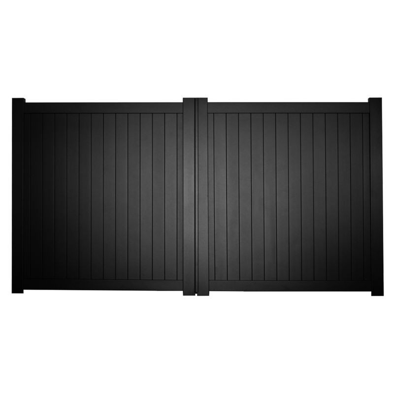 Canterbury Double Swing Flat Top Driveway Gate with Vertical Solid Infill 3750 x 2200mm Black