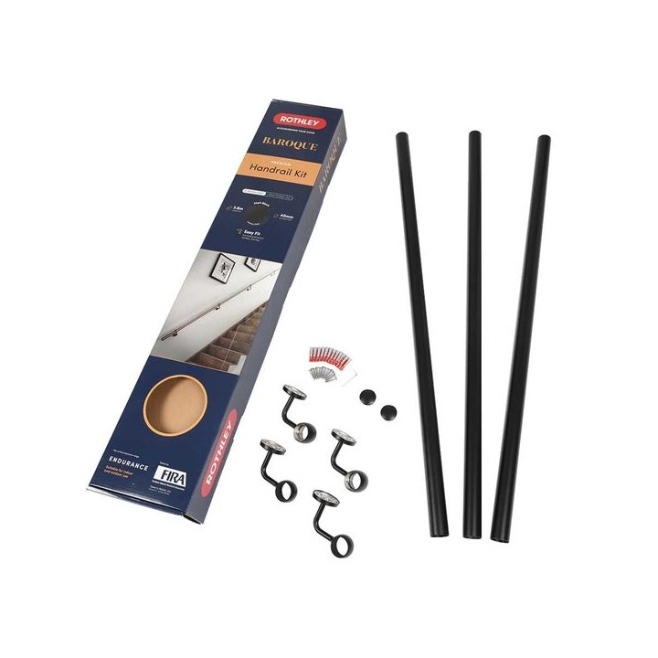Rothley Handrail Kit Matt Black 3 x 1.2m  Indoor/Outdoor