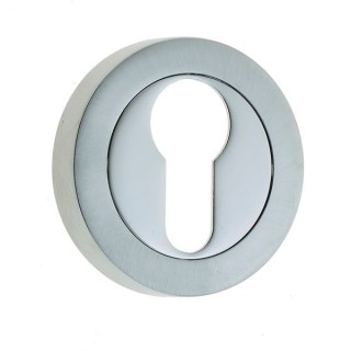 Frelan Hardware Euro Profile Escutcheon Polished Chrome and Satin Chrome