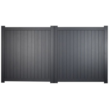 Canterbury Double Swing Flat Top Driveway Gate with Vertical Solid Infill 4000 x 2200mm Grey