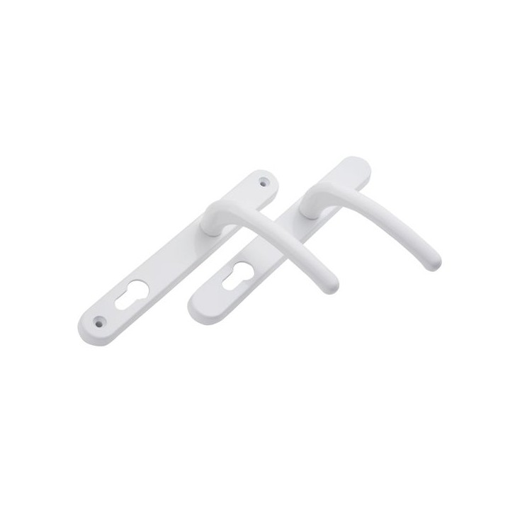 Fab and Fix Balmoral Long Back plate Lever Sprung Composite/PVC Door Handle White Finish 92mm PZ