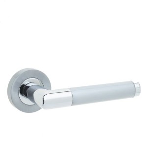 Frelan Hardware Jedo Mitred Lever On Rose Polished Chrome and Satin Chrome