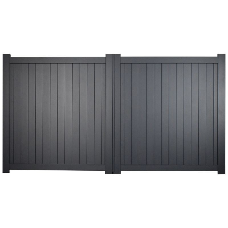 Canterbury Double Swing Flat Top Driveway Gate with Vertical Solid Infill 3500 x 1600mm Grey