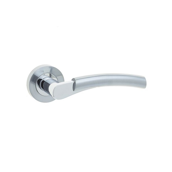 Frelan Hardware Jedo Capri Lever On Rose Handle Polished Chrome and Satin Chrome