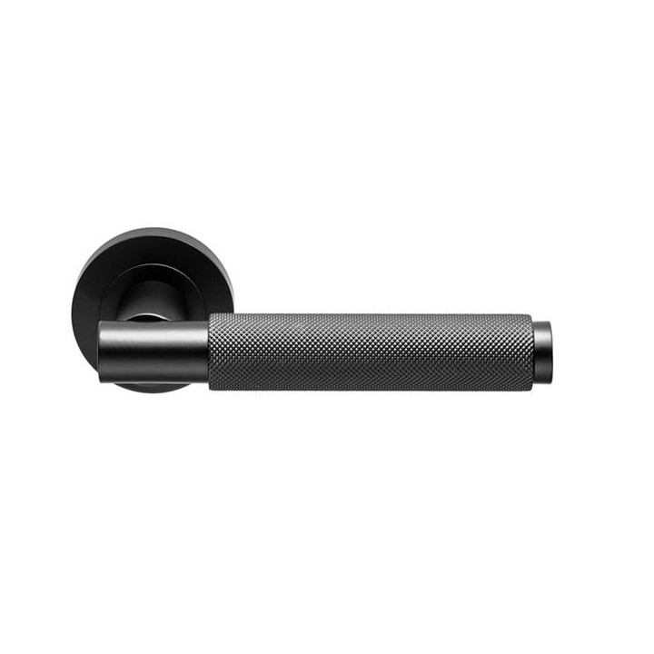 Carlisle Brass Varese Knurled Lever On Rose Door Handle Matt Black