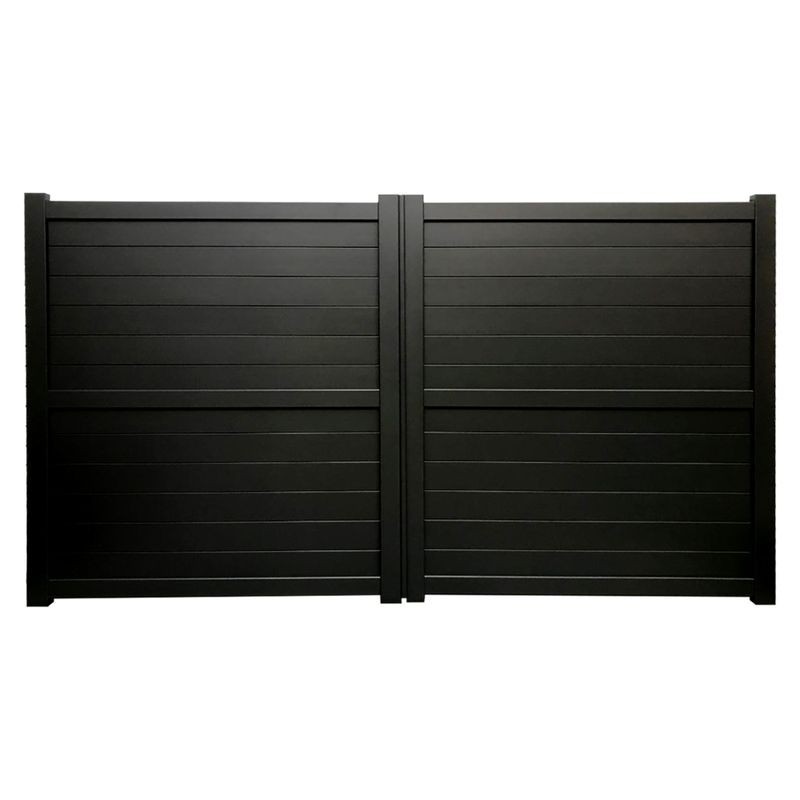 Dartmoor Double Swing Flat Top Driveway Gate with Horizontal Solid Infill 3000 x 1600mm Black
