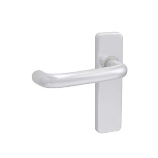 4FireDoors Round Bar Lever Handle On Back Plate Polished Aluminium 19mm