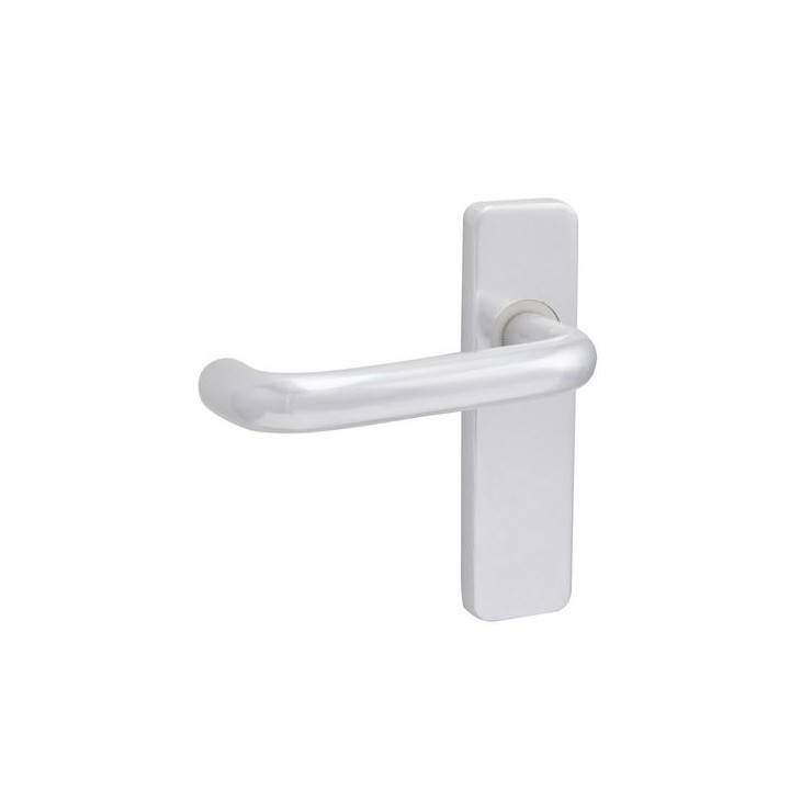 4FireDoors Round Bar Lever Handle On Back Plate Polished Aluminium 19mm