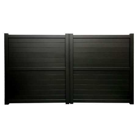 Dartmoor Double Swing Flat Top Driveway Gate with Horizontal Solid Infill 3250 x 1600mm Black