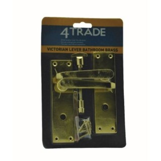 4trade Victorian Lever Bathroom Lock Handle Brass