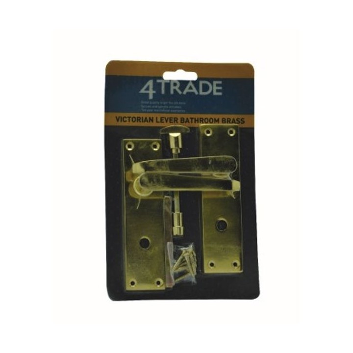 4trade Victorian Lever Bathroom Lock Handle Brass