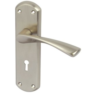 Hafele Olton Lever Lock Handle Satin Nickel