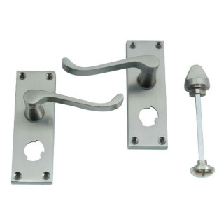 4trade Victorian Scroll Bathroom Lock Handle Satin Nickel