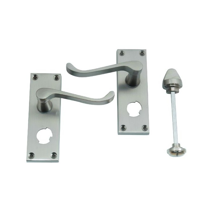 4trade Victorian Scroll Bathroom Lock Handle Satin Nickel