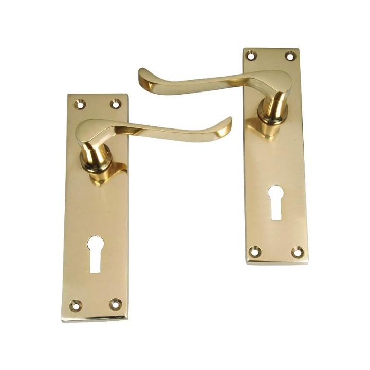 4trade Victorian Scroll Lever Lock Handle Brass