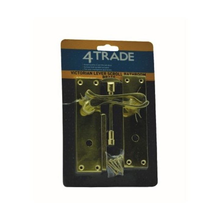 4trade Victorian Scroll Lever Bathroom Lock Handle Brass
