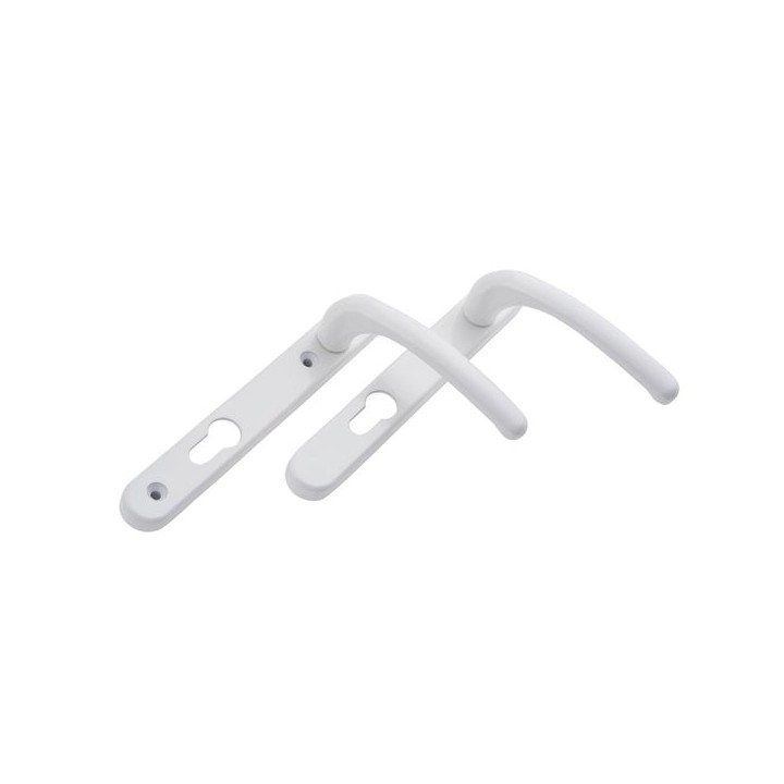 Fab and Fix Windsor Short Backplate  Lever Lever Sprung Composite/PVC Door Handle White Finish 92mm PZ