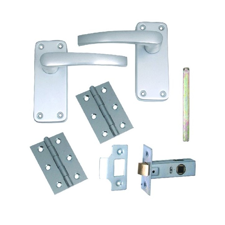 4Trade Manila Complete Latch Door Pack of Satin Anodised Aluminium