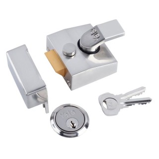 Nightlatch Narrow Deadlock Satin Chrome Plated Yale P85