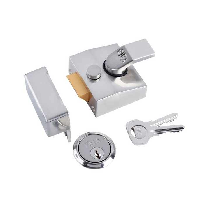 Nightlatch Narrow Deadlock Satin Chrome Plated Yale P85
